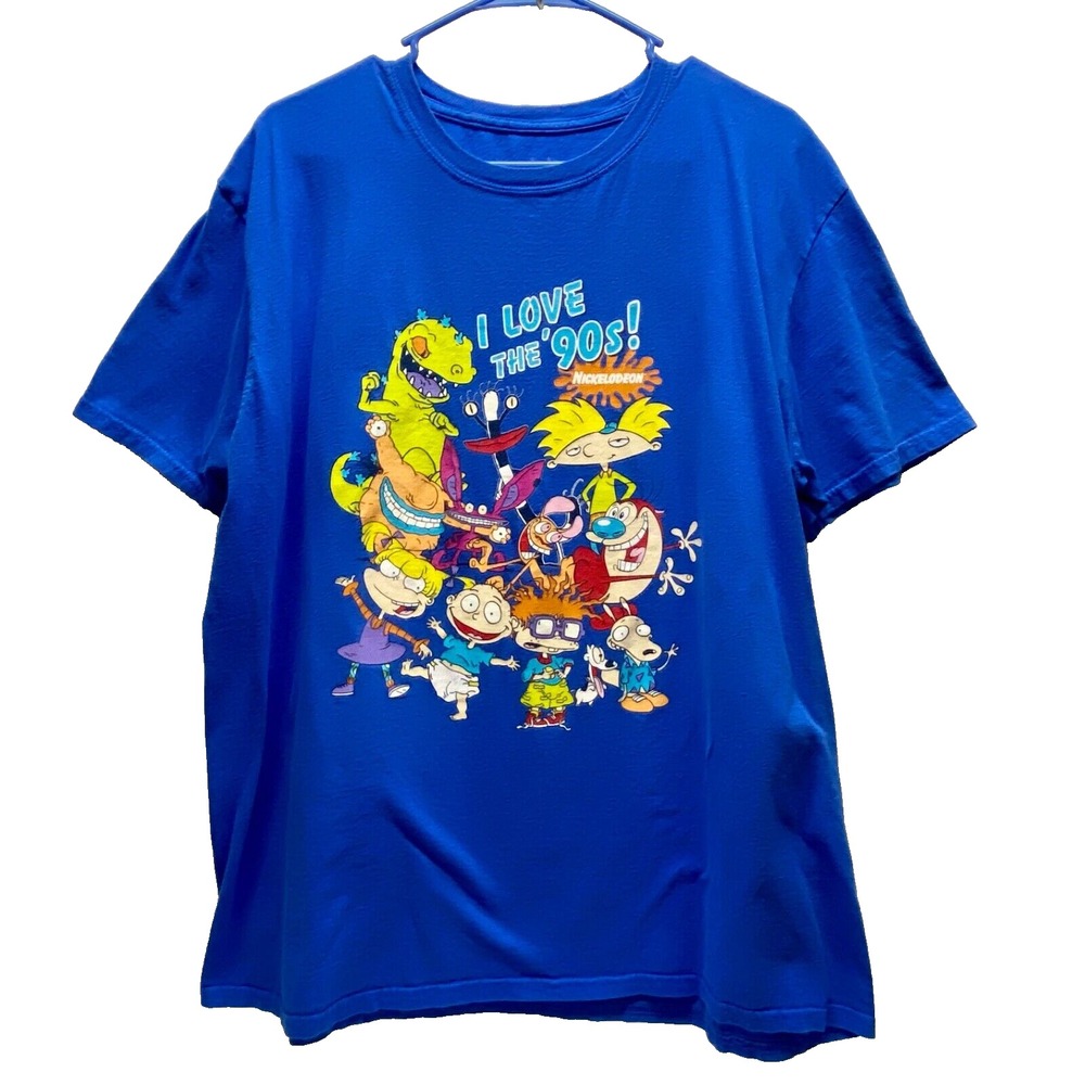 Nickelodeon T-Shirt Men's XL Royal Graphic I love the 90's Cartoon Tee EUC